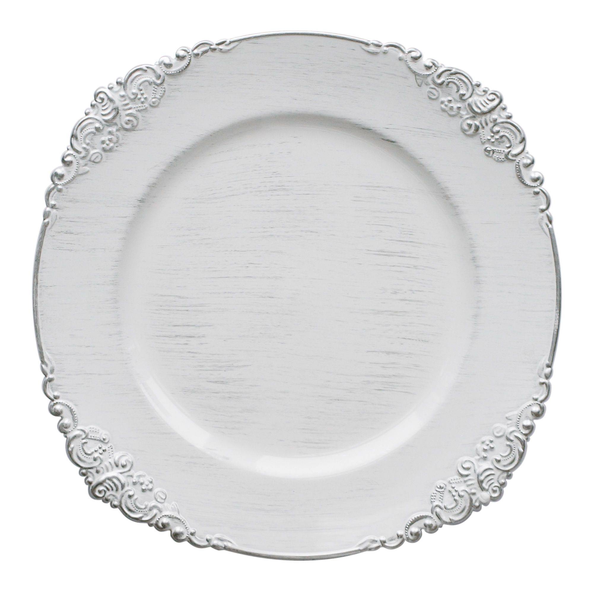 Тарелка ЖИЗЕЛЬ подстановочная с СЕРЕБРЯНЫМ кантом