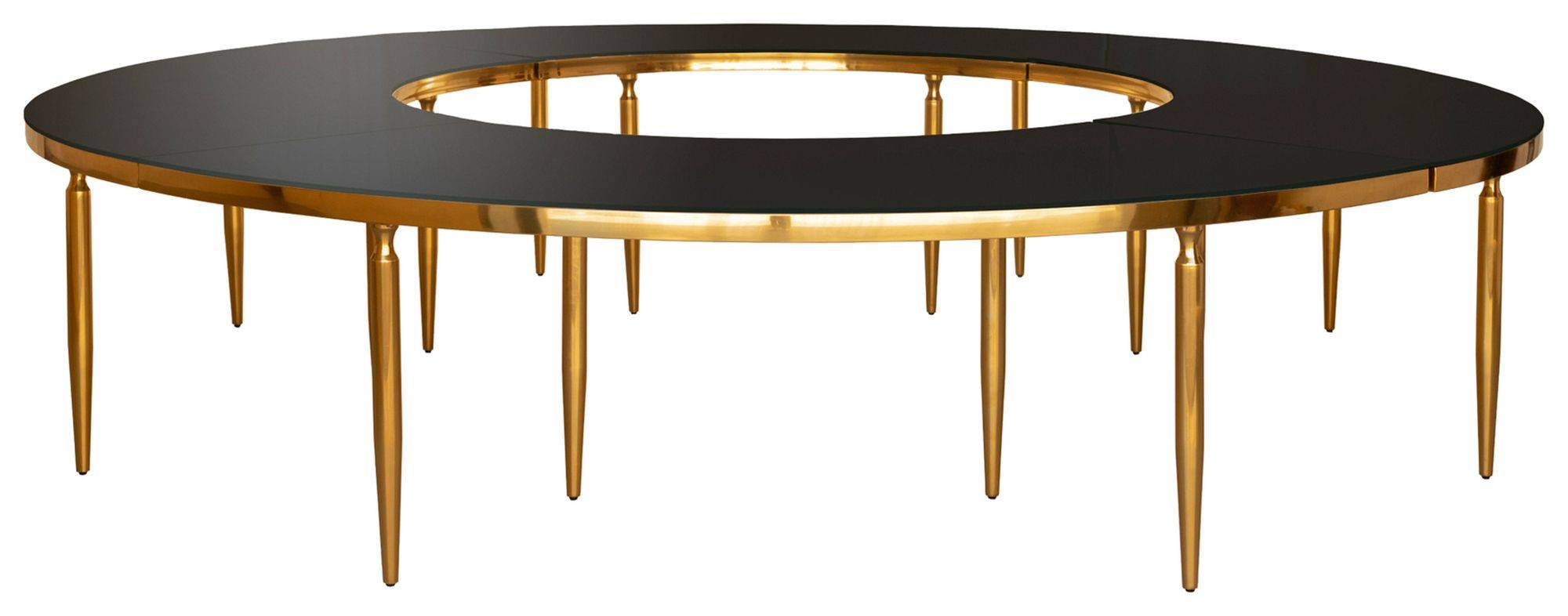 4 секции-волны ГЕЙБЛ золотой с черной стеклянной столешницей