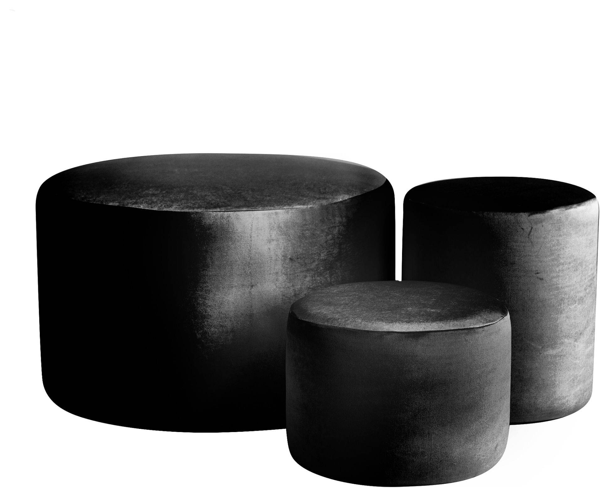 Пуф НОРМАН черный – набор из 3 бархатных пуфов в аренду  | Go Rent