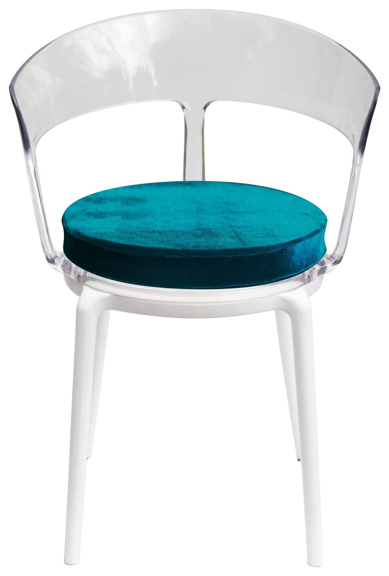 Аренда стул РУФФО прозрачный с изумрудной бархатной подушкой | Go Rent