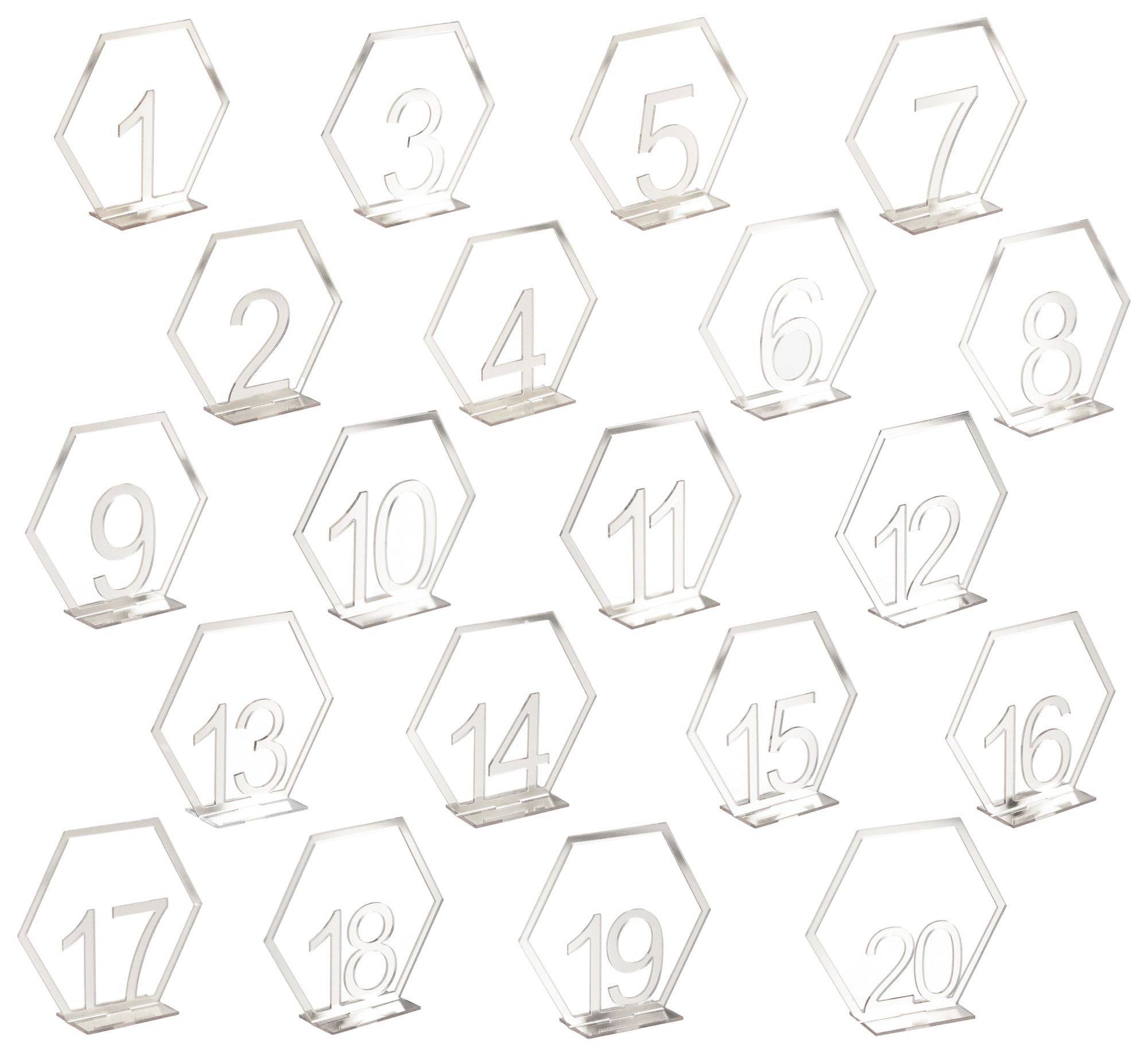Номерки для стола серебряные ЭРБ - комплект 1-20