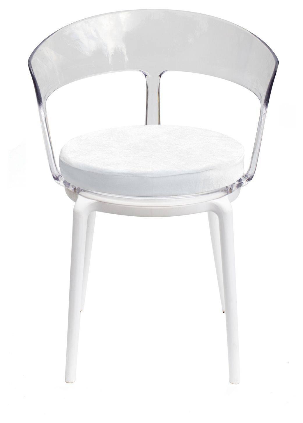 Аренда стул РУФФО прозрачный с айвори бархатной подушкой | Go Rent