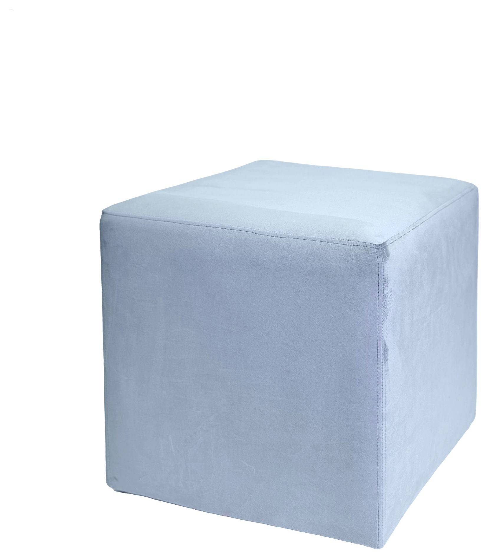 Голубой бархатный пуф-куб АРНО