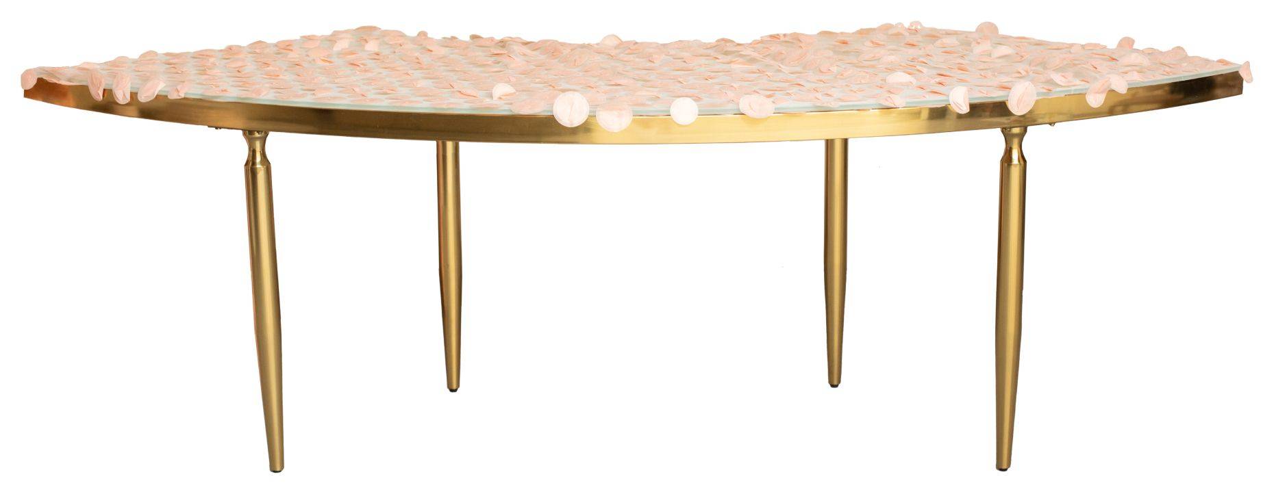 Стол-волна Гейбл-Кипнис пудровый с золотом в аренду для мероприятий | Go Rent
