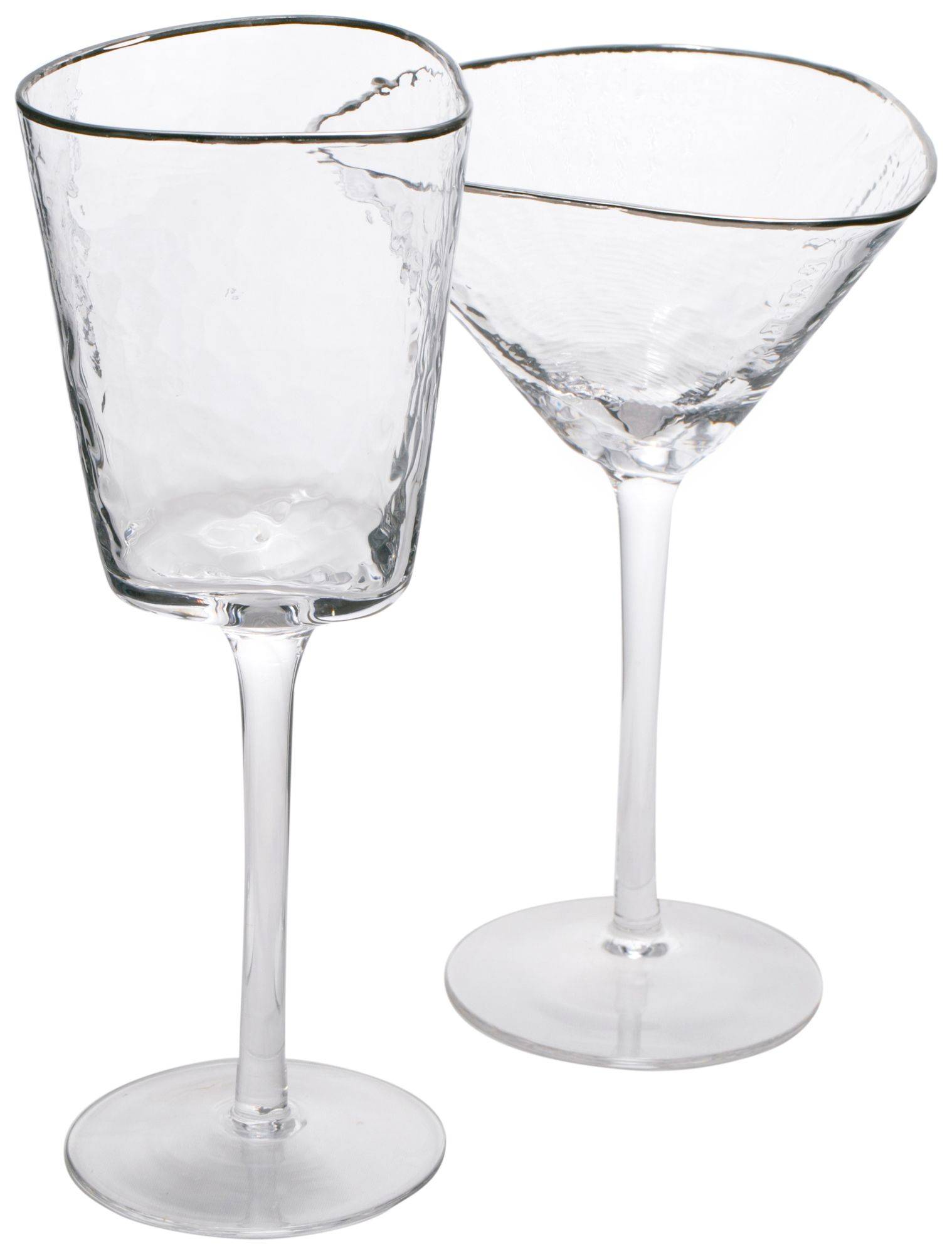 Бокал прозрачный с серебряным кантом ЭВАНС - набор из 2