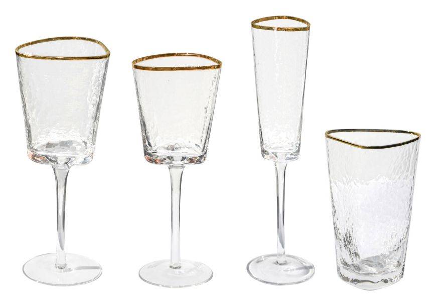 ЭВАНС бокалы прозрачные с золотым кантом – набор из 4