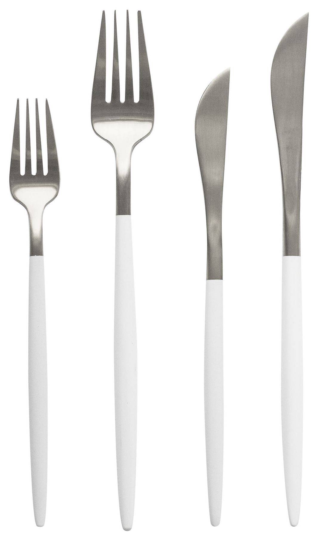 Приборы бело-серебряные БЕЙКЕР – набор из 4 предметов