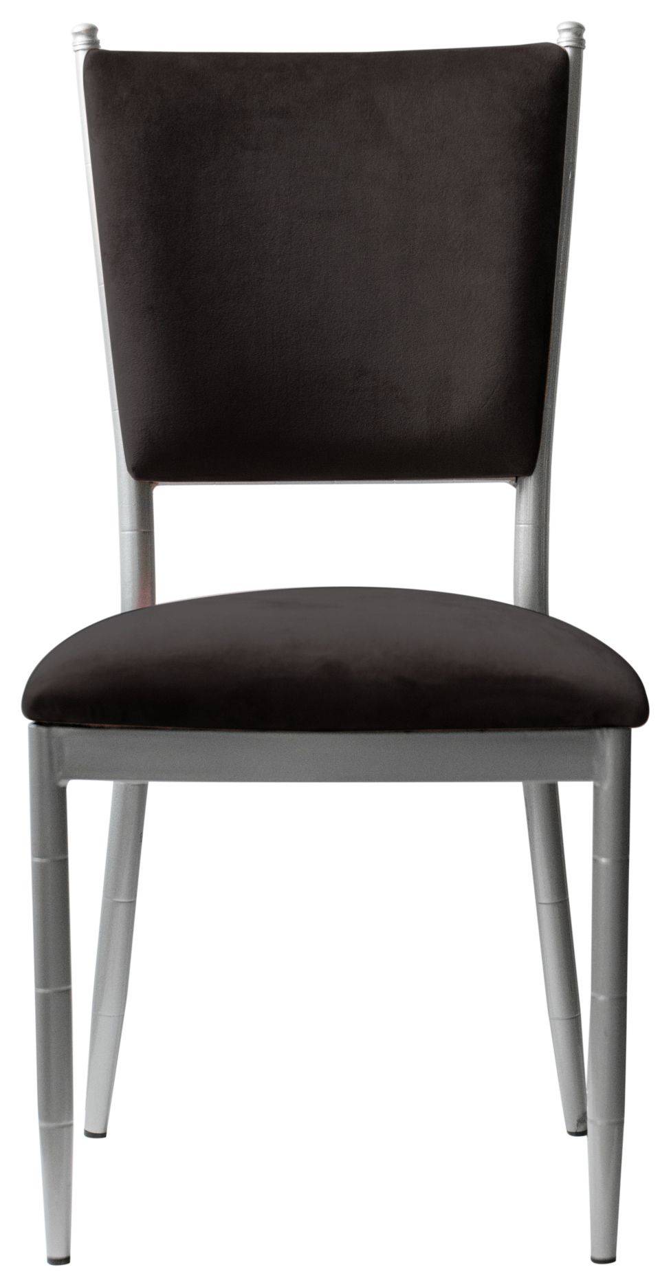 Стул серебряный БРЭМ черный бархатный #424