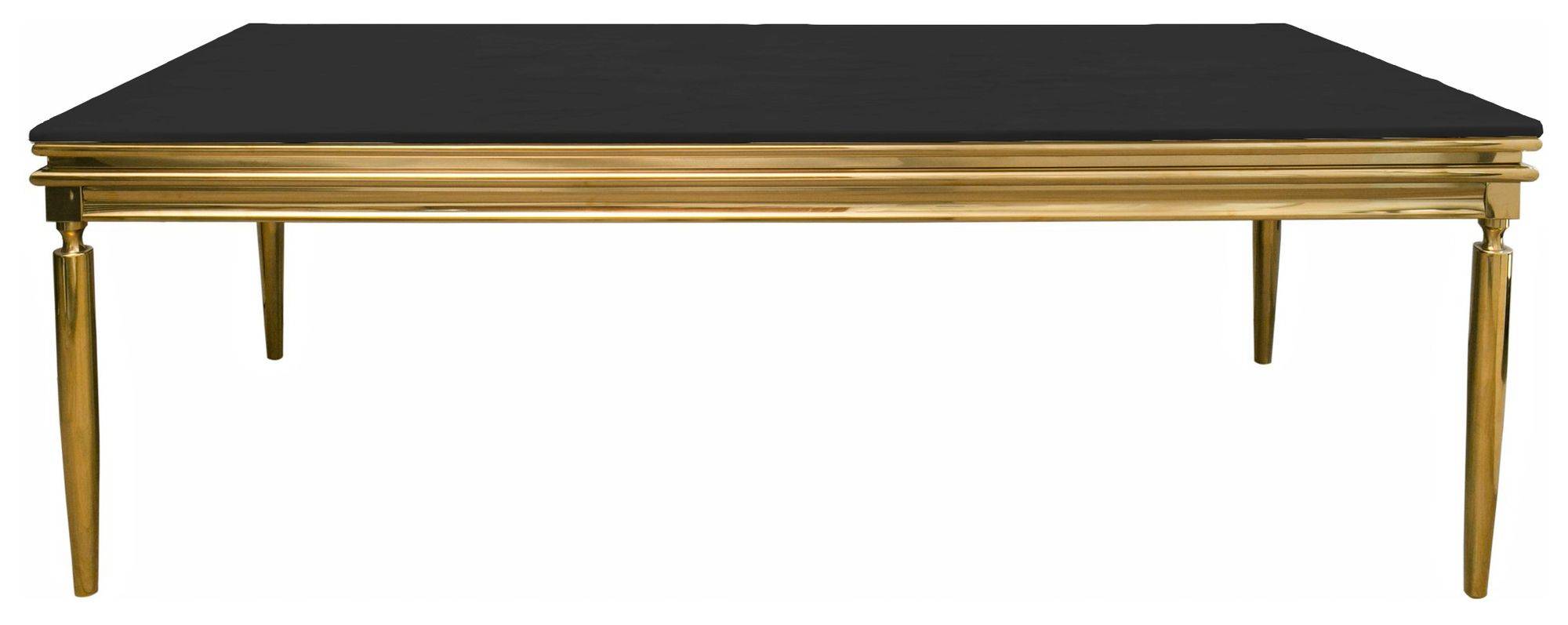 Аренда стол КАБРИОЛЬ прямоугольный золотой с бархатной ЧЕРНОЙ столешницей | Go Rent
