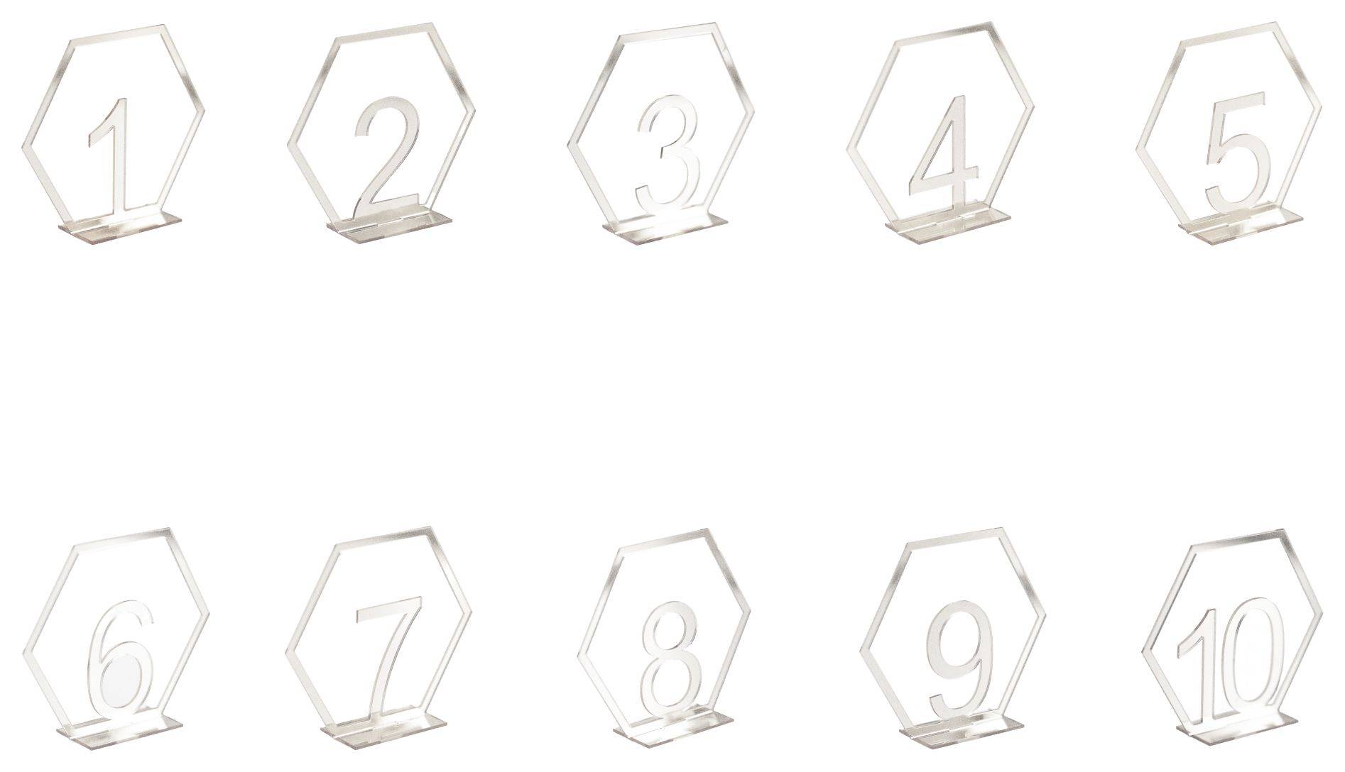 Номерки для стола серебряные ЭРБ - комплект 1-10