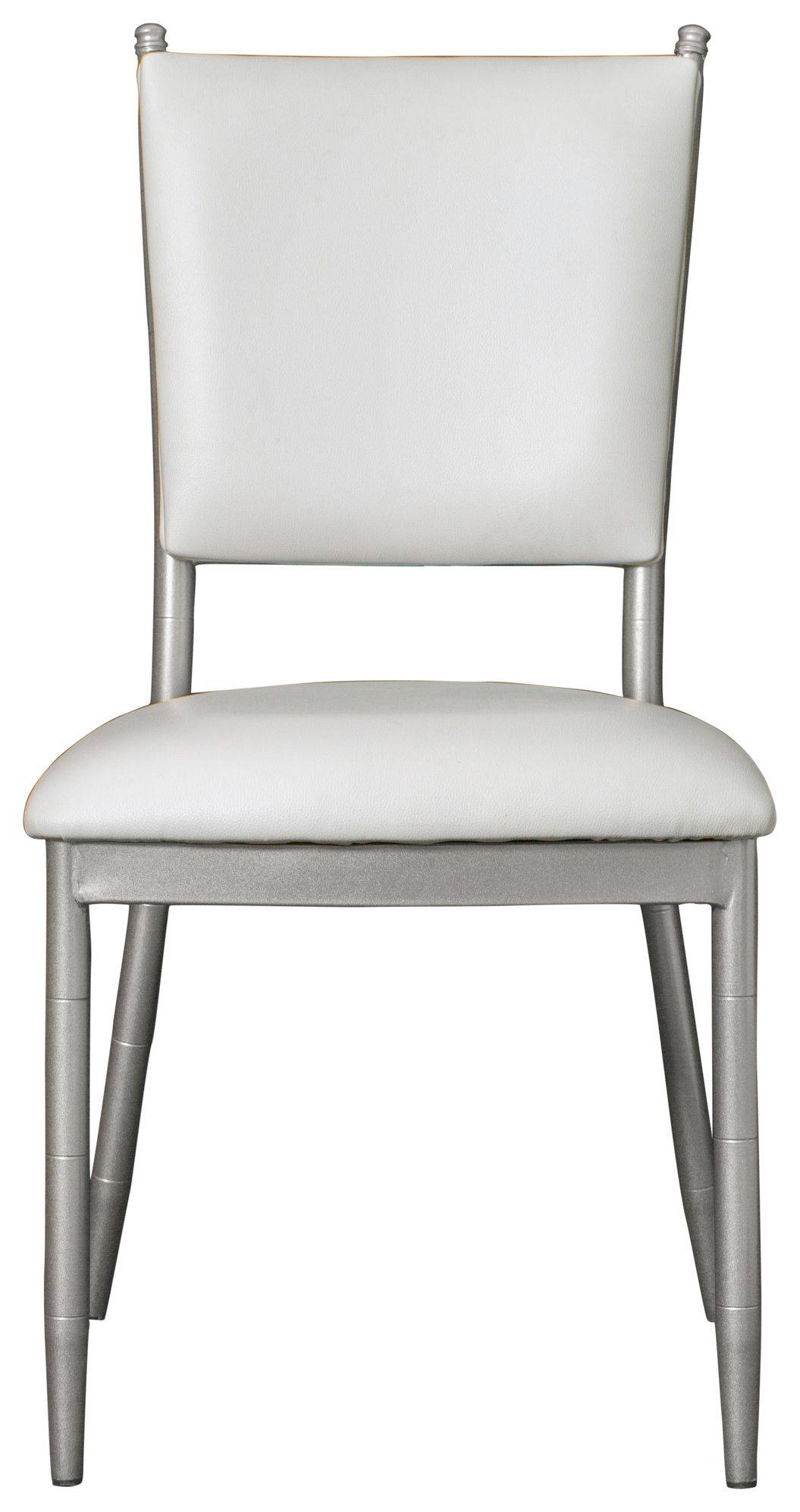 Стул серебряный БРЭМ белый из эко-кожи