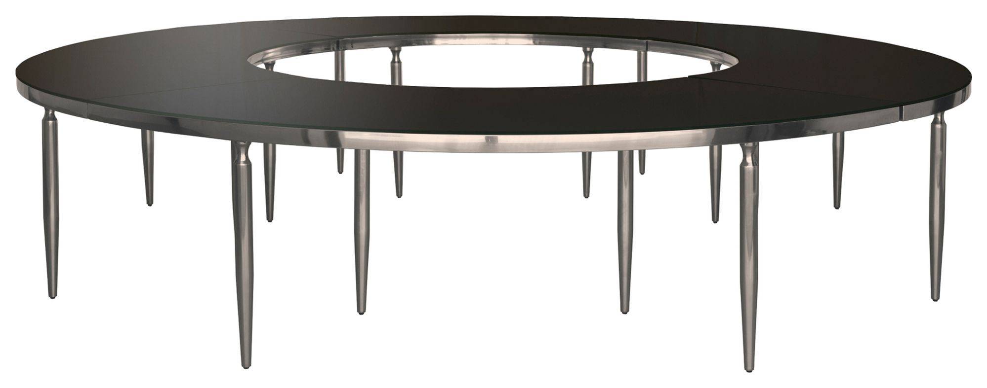 4 секции-волны ГЕЙБЛ серебряный с черной стеклянной столешницей