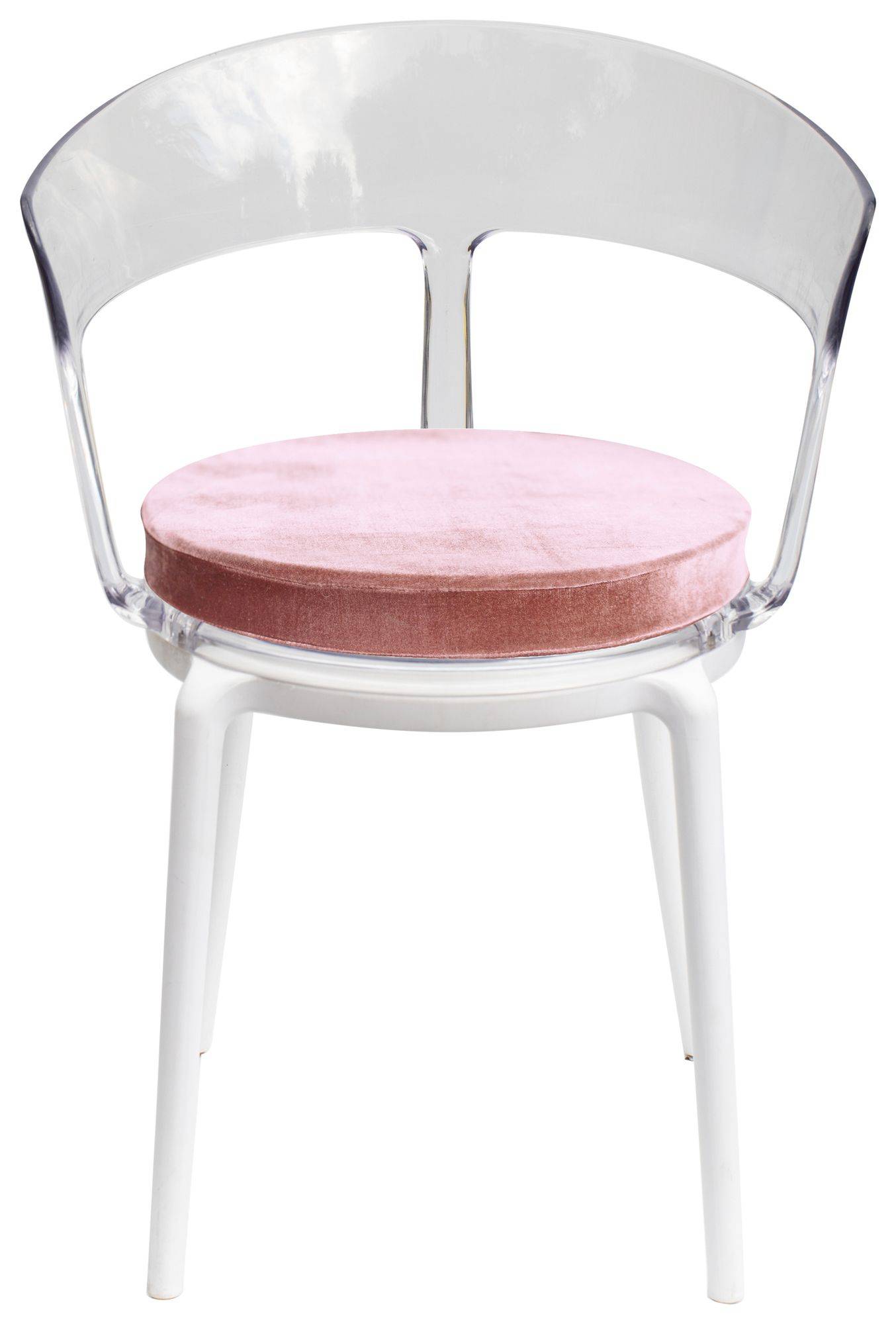 Стул РУФФО прозрачный с розовой бархатной подушкой в аренду | Go Rent