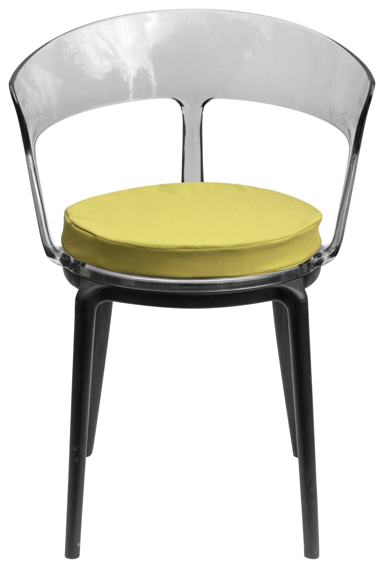 Стул дымчатый РУФФО с горчичной габардиновой подушкой #509