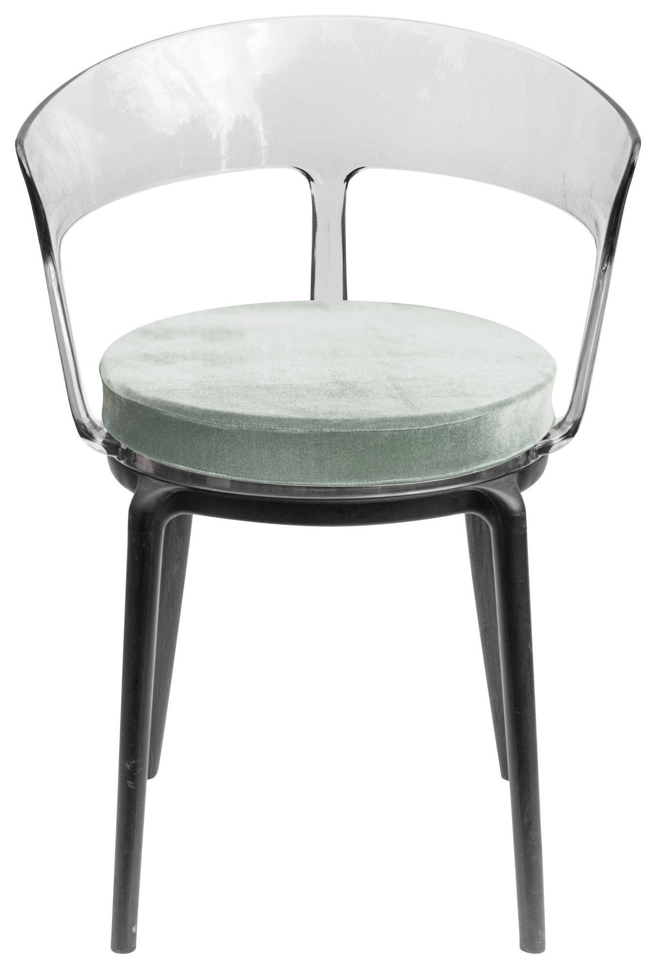 Стул дымчатый РУФФО с эвкалиптовой бархатной подушкой #312