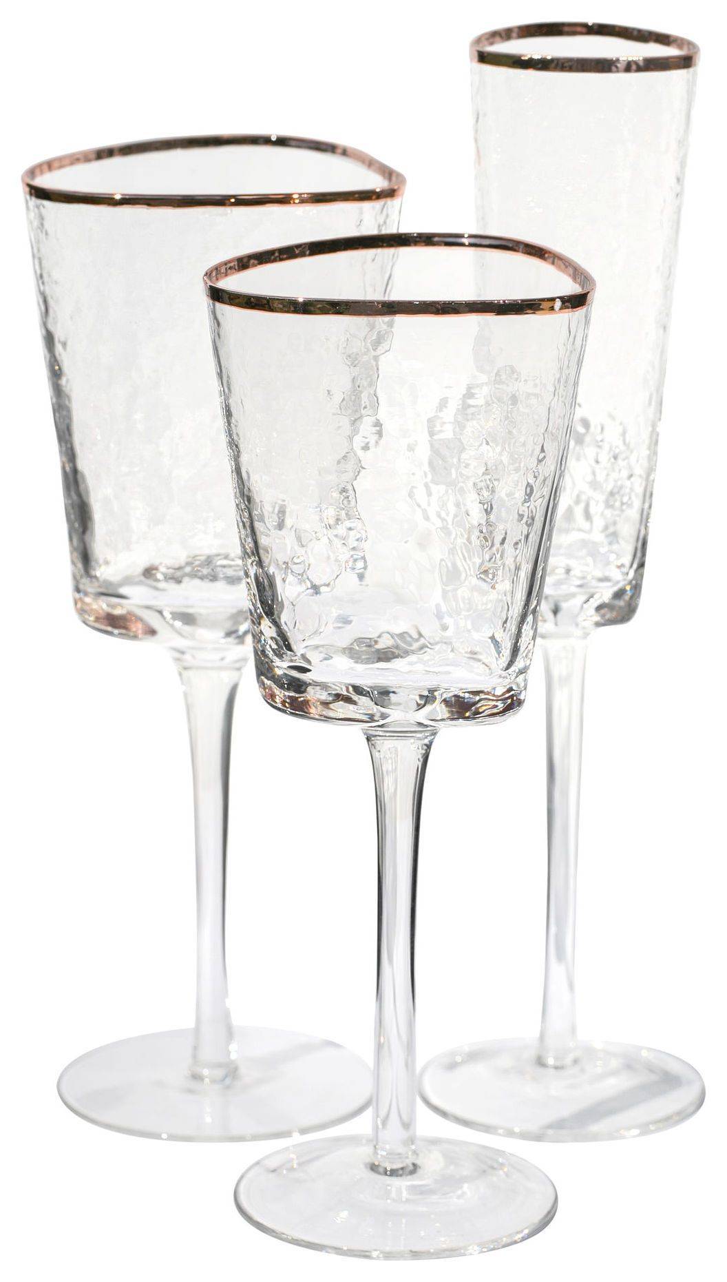 Бокал прозрачный с медным кантом ЭВАНС - набор из 3