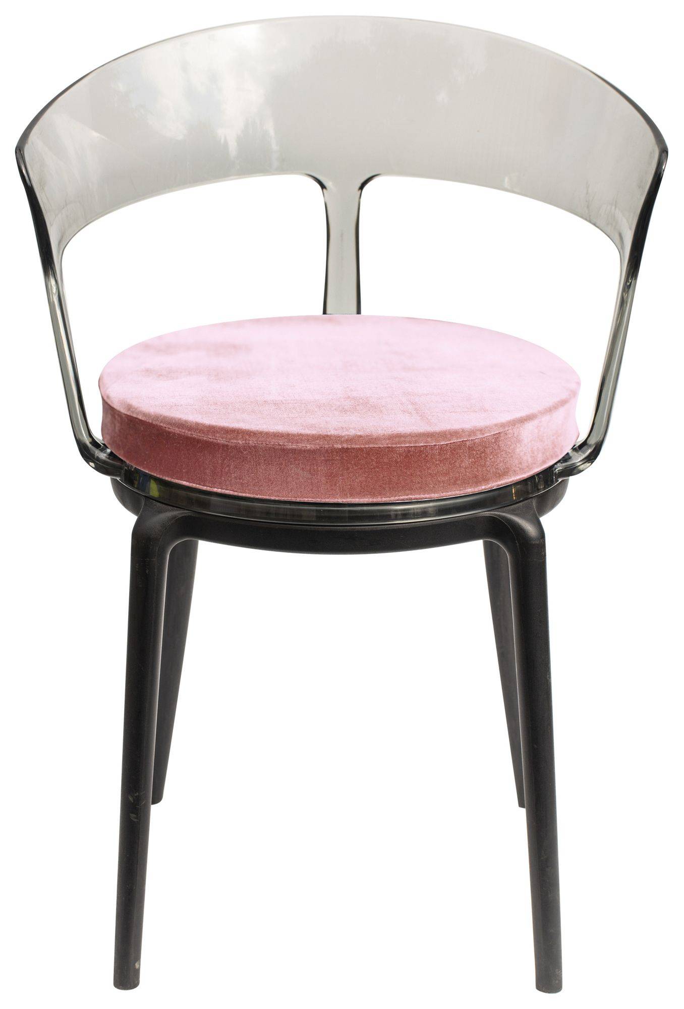 Аренда стул РУФФО дымчатый с розовой бархатной подушкой | Go Rent