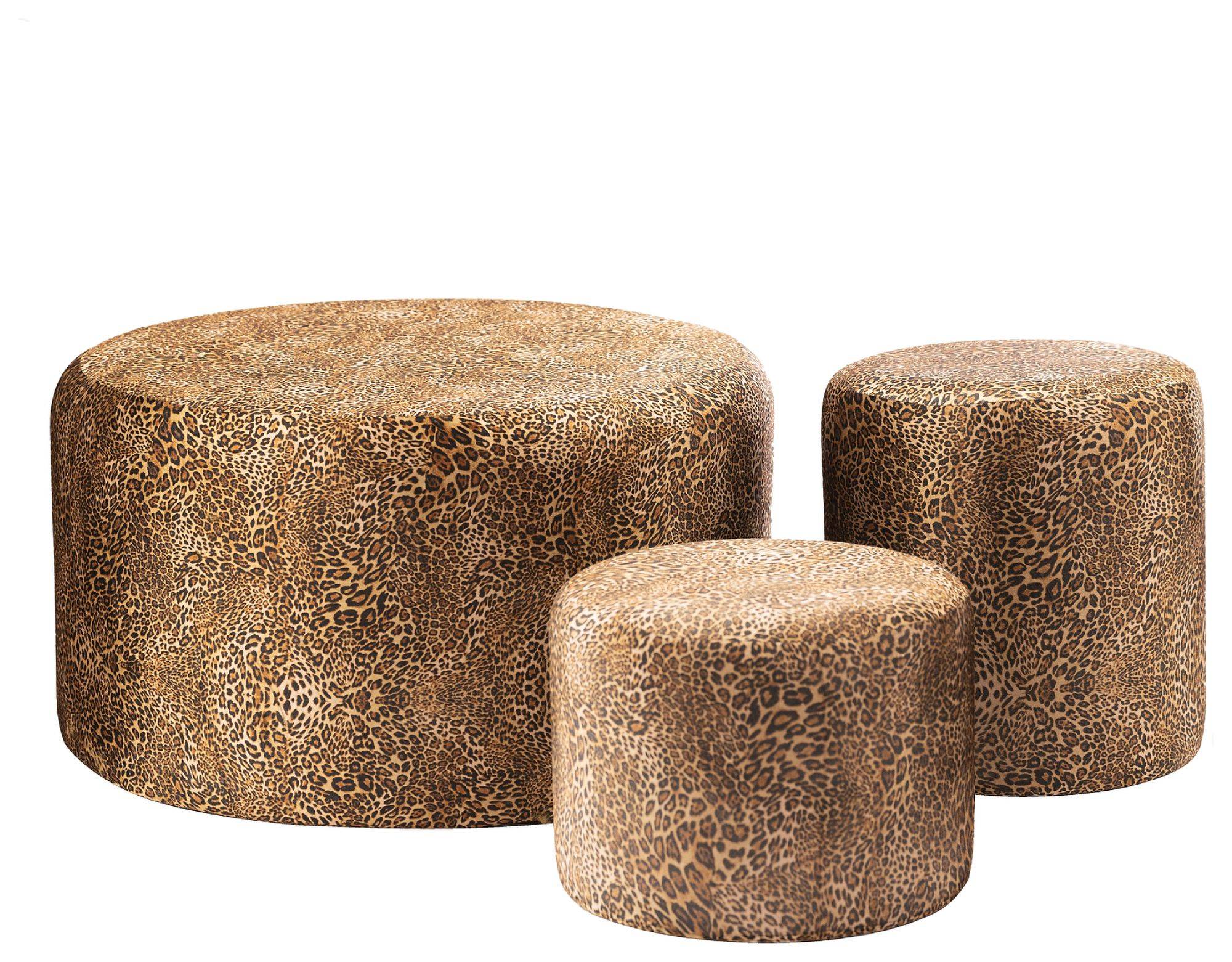 Пуф леопардовый НОРМАН – набор из 3 #331