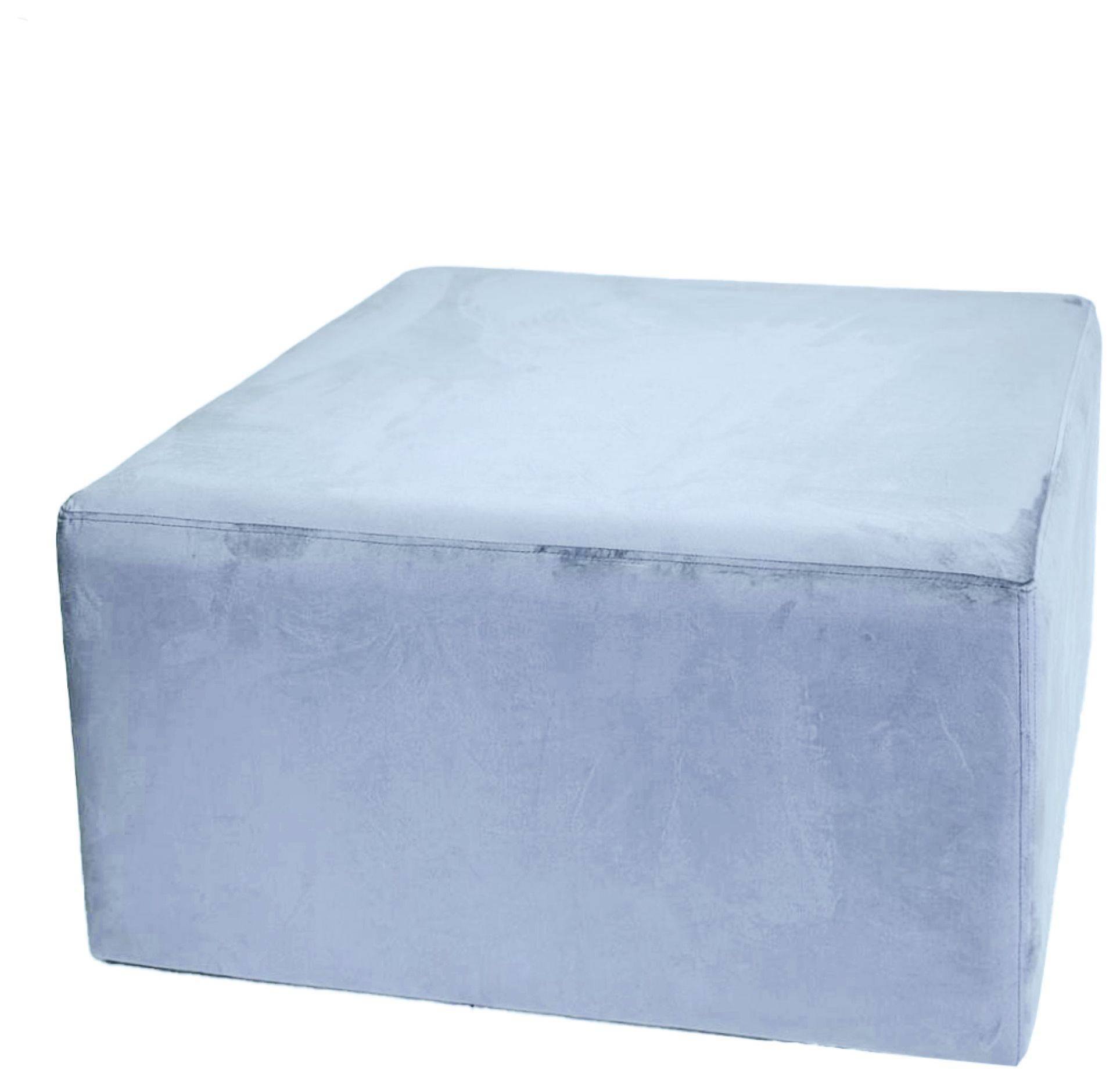 Пуф-куб большой АРНО бархатный голубой #107