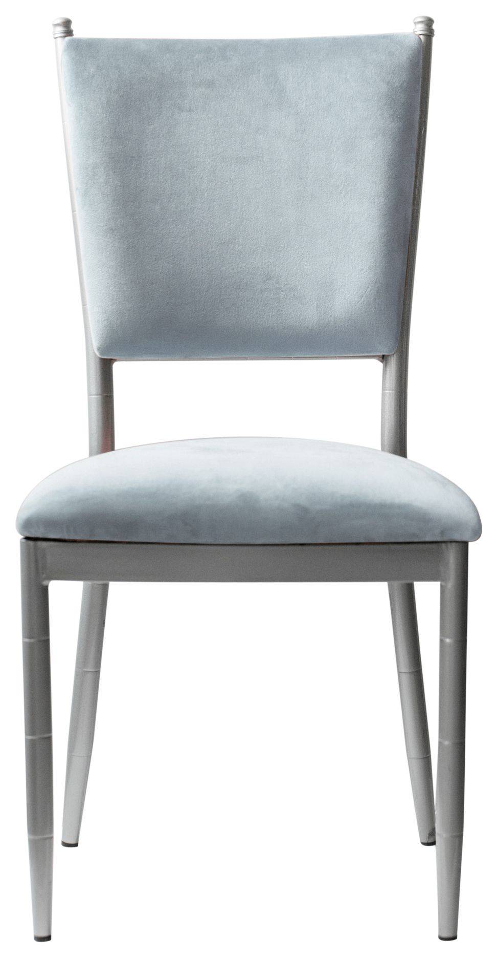 Стул серебряный БРЭМ серо-голубой бархатный #422