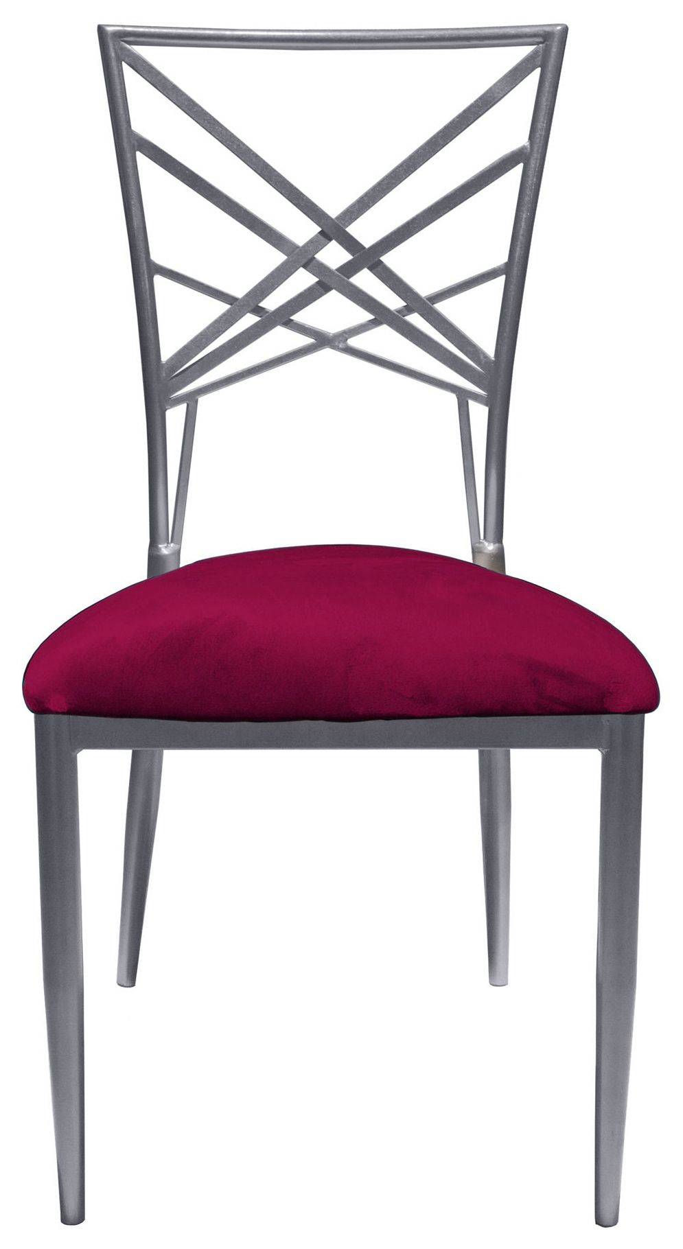 Стул серебряный ОКТАВА бордовый бархатный #427