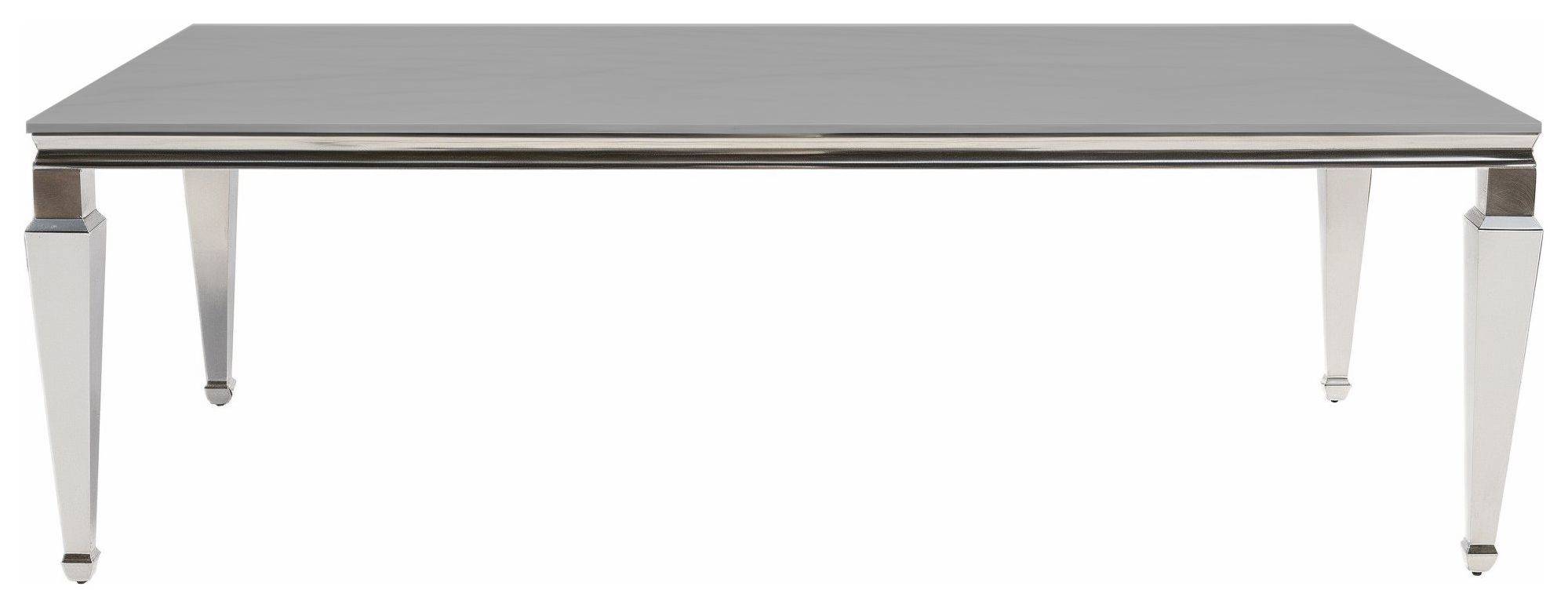 Стол ПРЕЙ прямоугольный серебряный с бархатной ЖЕМЧУЖНО-СЕРОЙ столешницей в аренду | Go Rent