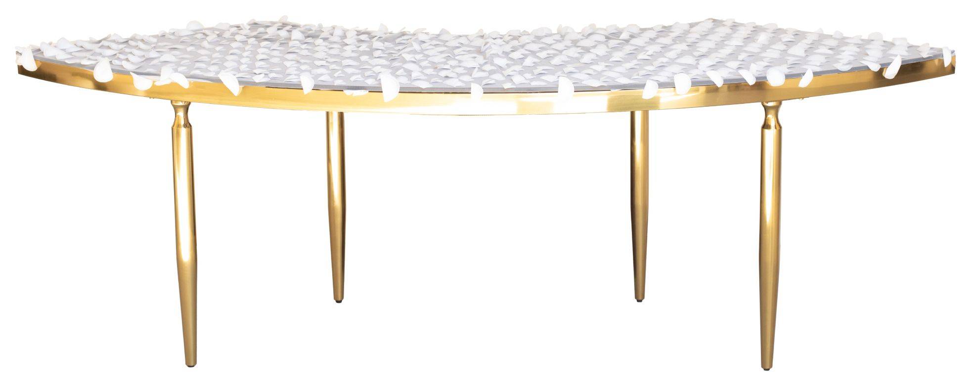 Стол-волна Гейбл-Кипнис белый с золотом в аренду для банкета | Go Rent