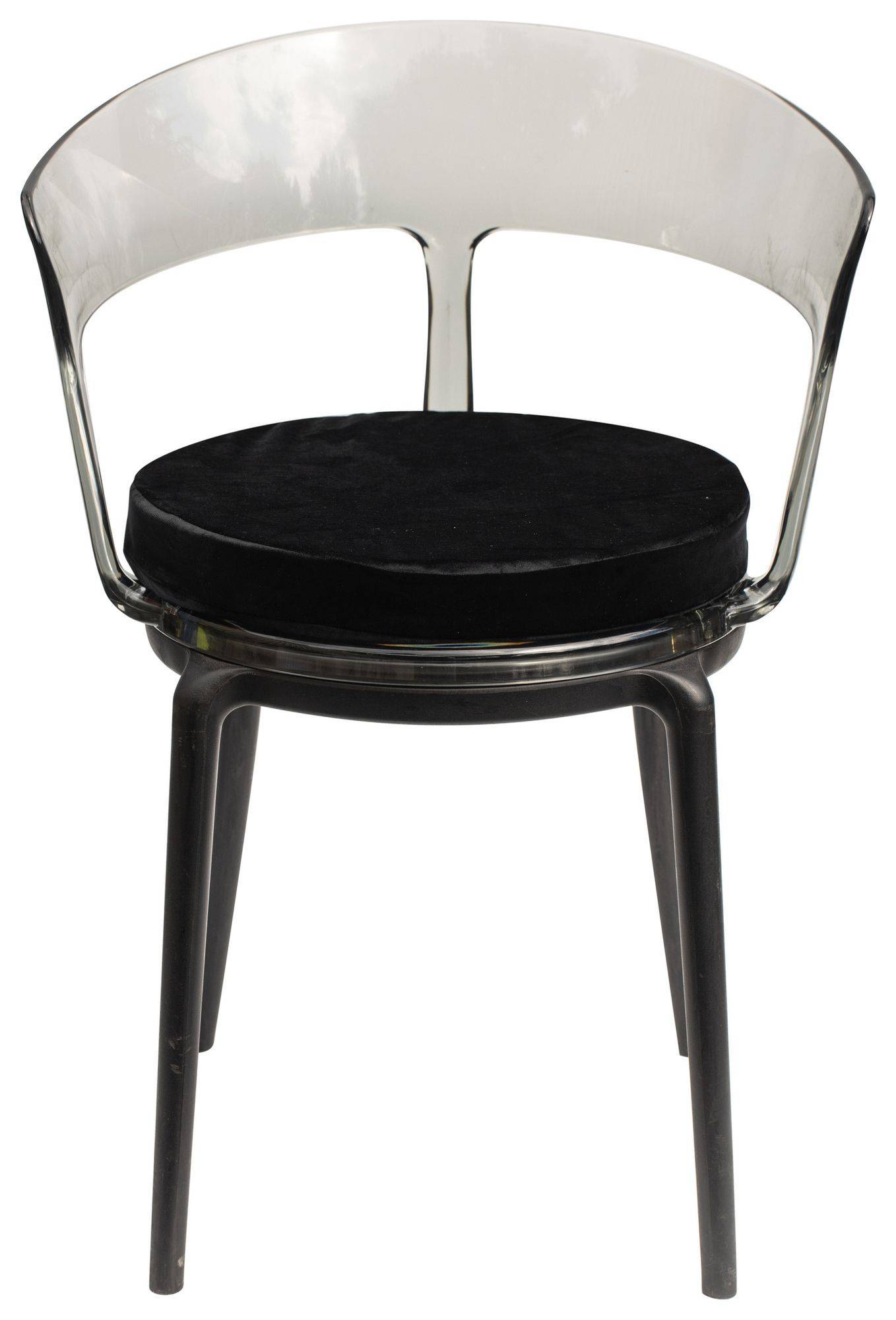 Стул дымчатый РУФФО с черной бархатной подушкой #112