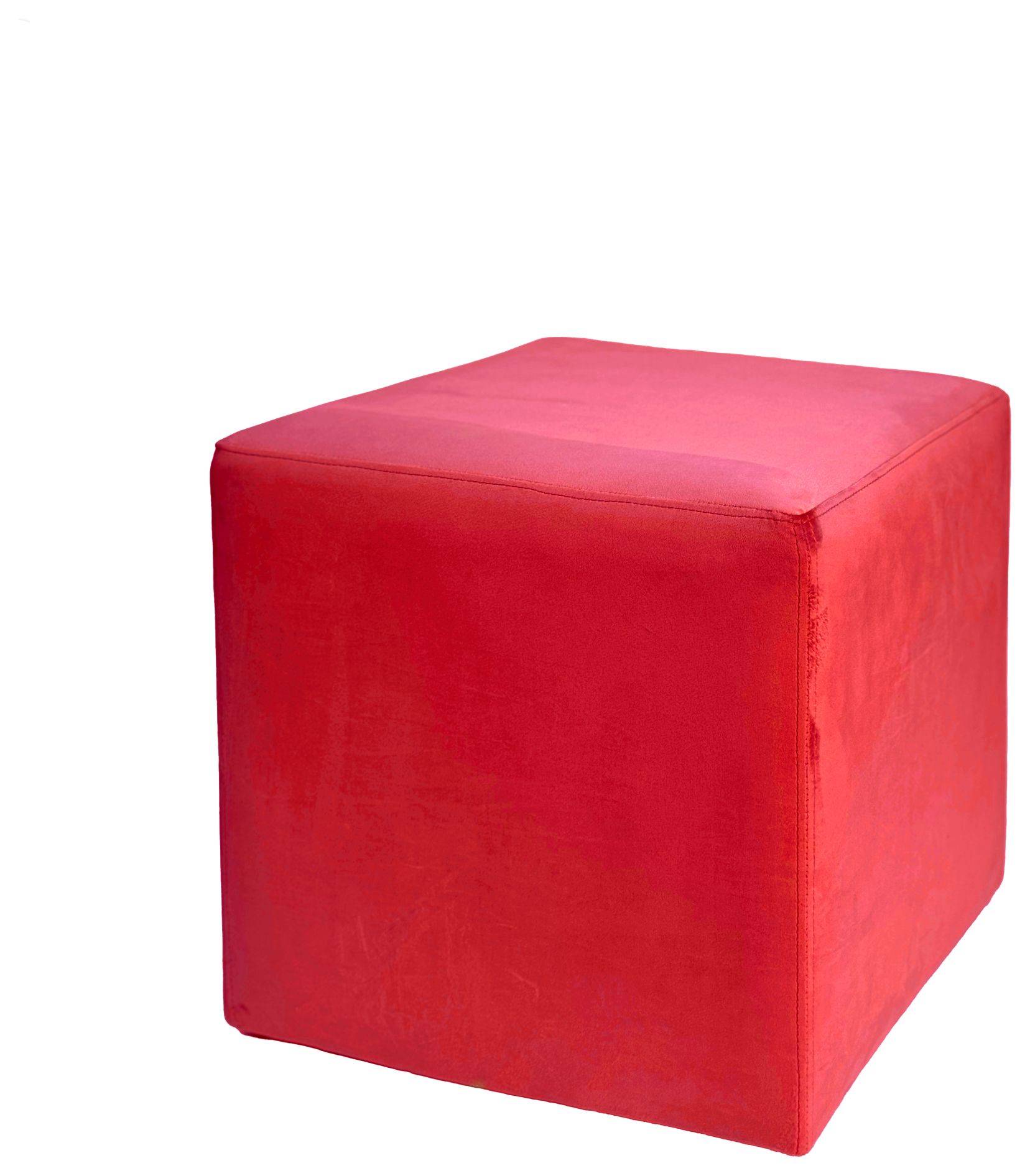 Красный бархатный пуф-куб АРНО