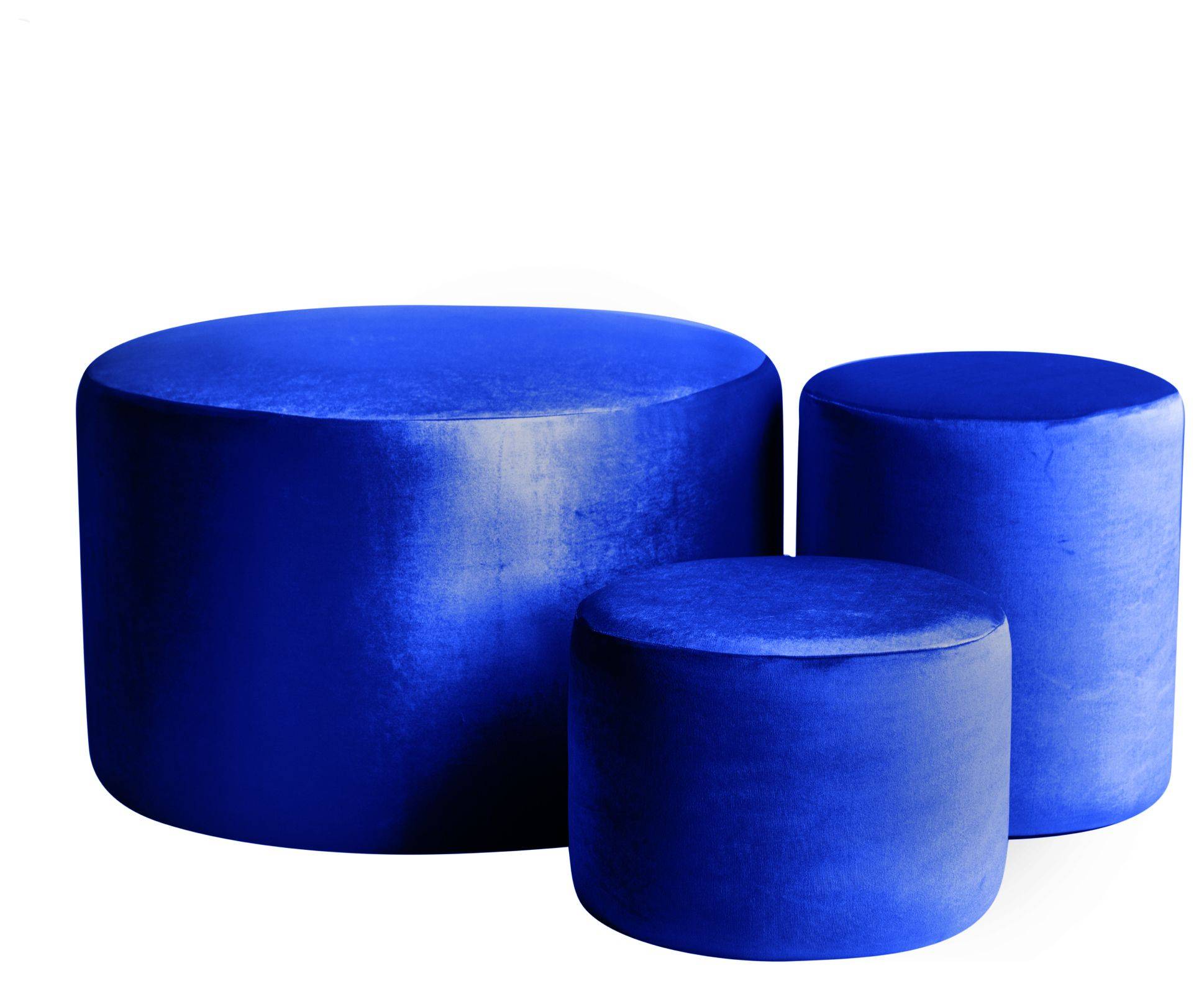 Пуф НОРМАН синий – набор из 3 бархатных пуфов в аренду  | Go Rent