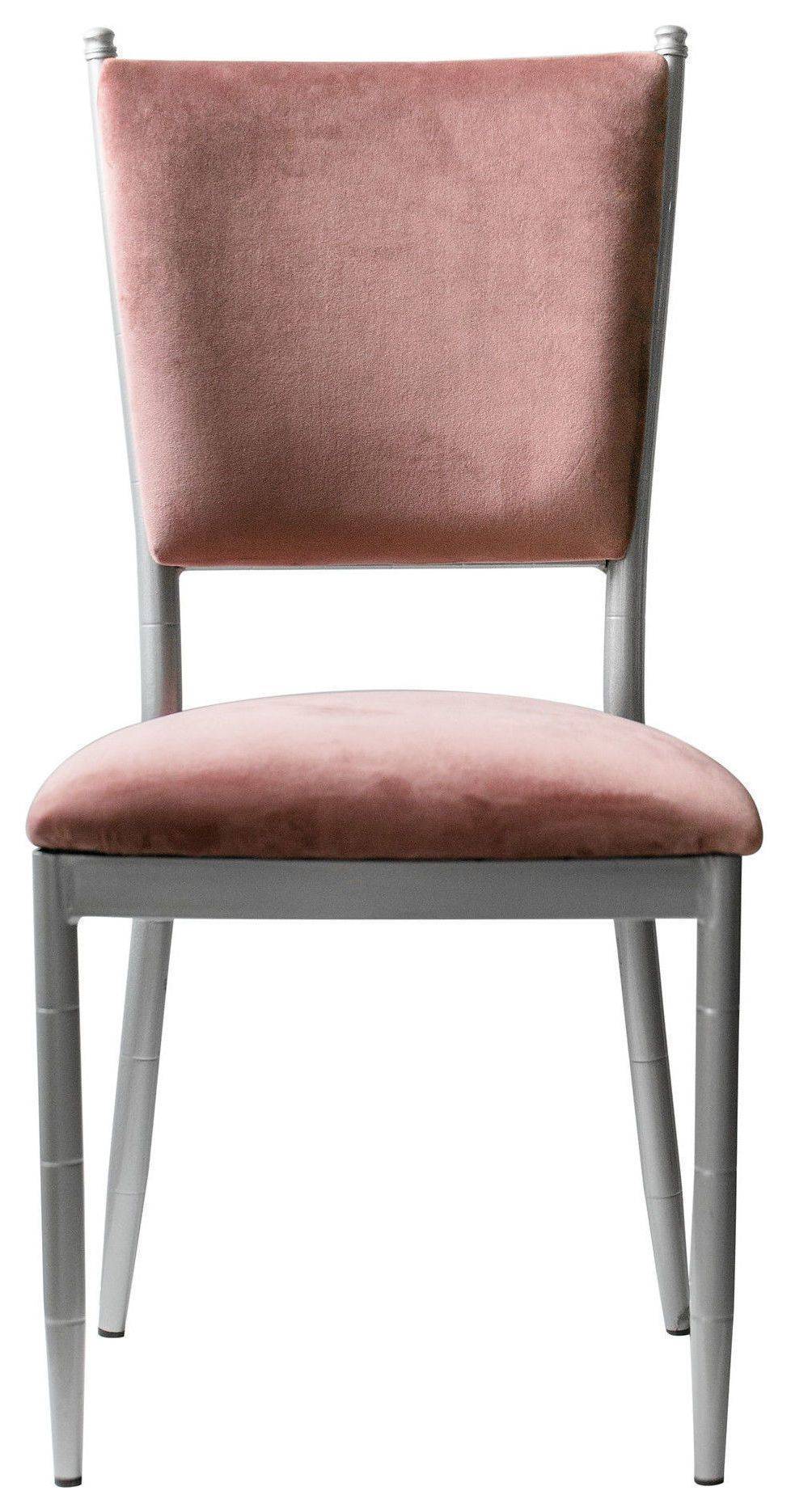 Стул серебряный БРЭМ пыльно-розовый бархатный #415