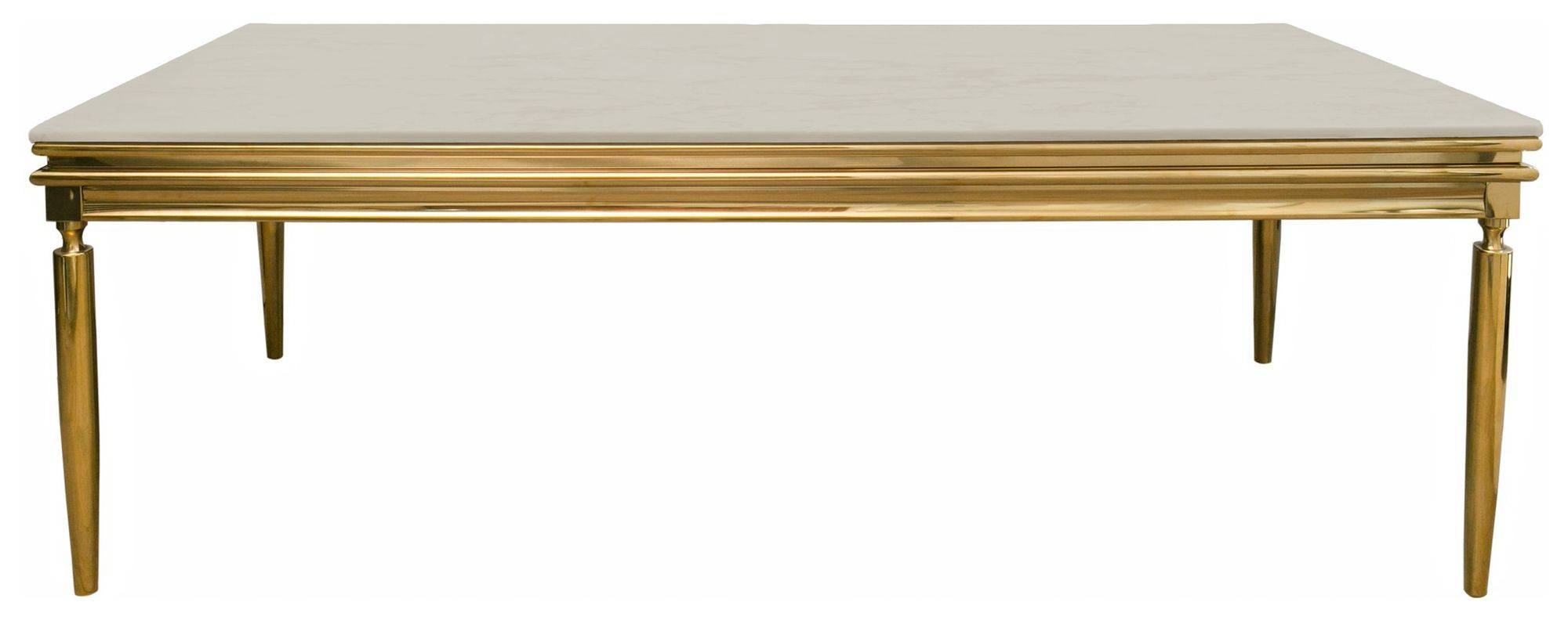Стол КАБРИОЛЬ прямоугольный золотой с бархатной БЕЖЕВОЙ столешницей #103