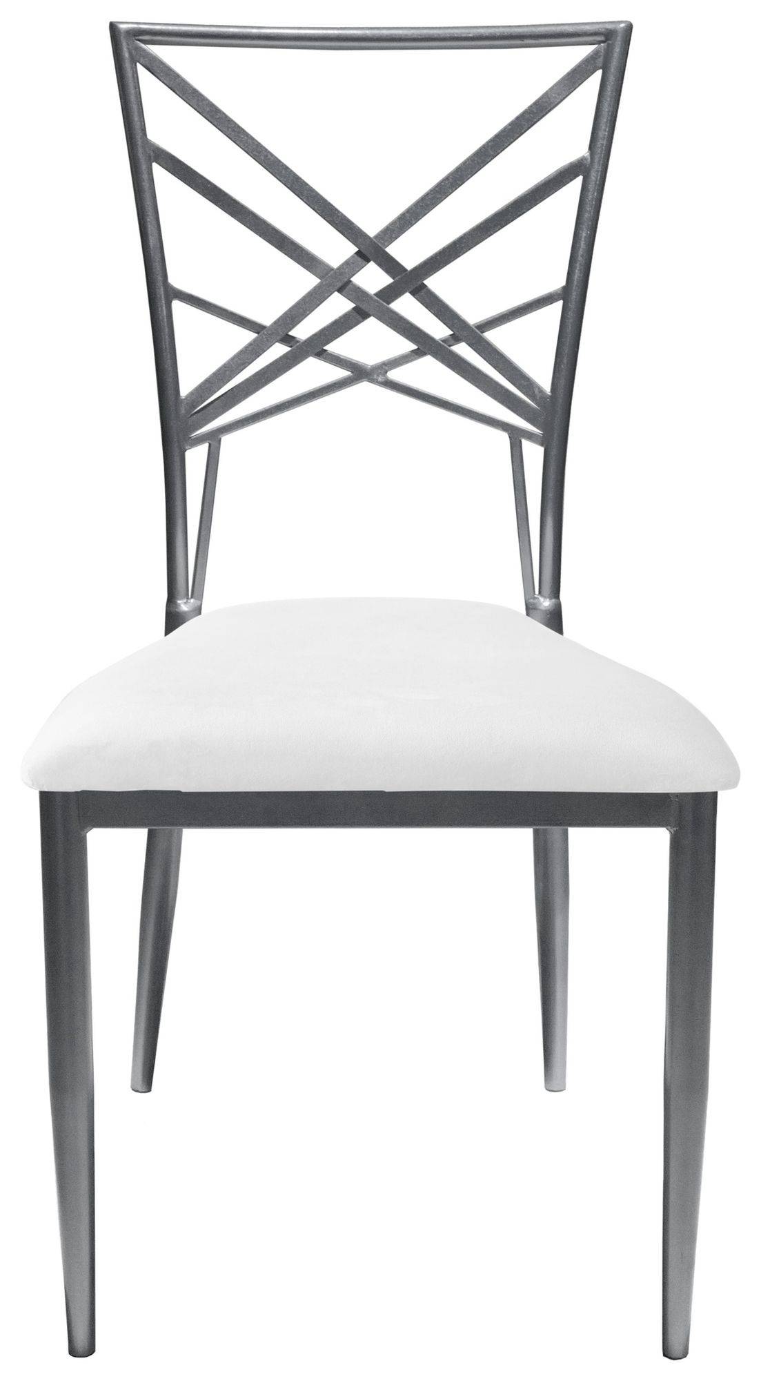 Стул серебряный ОКТАВА белый бархатный #301