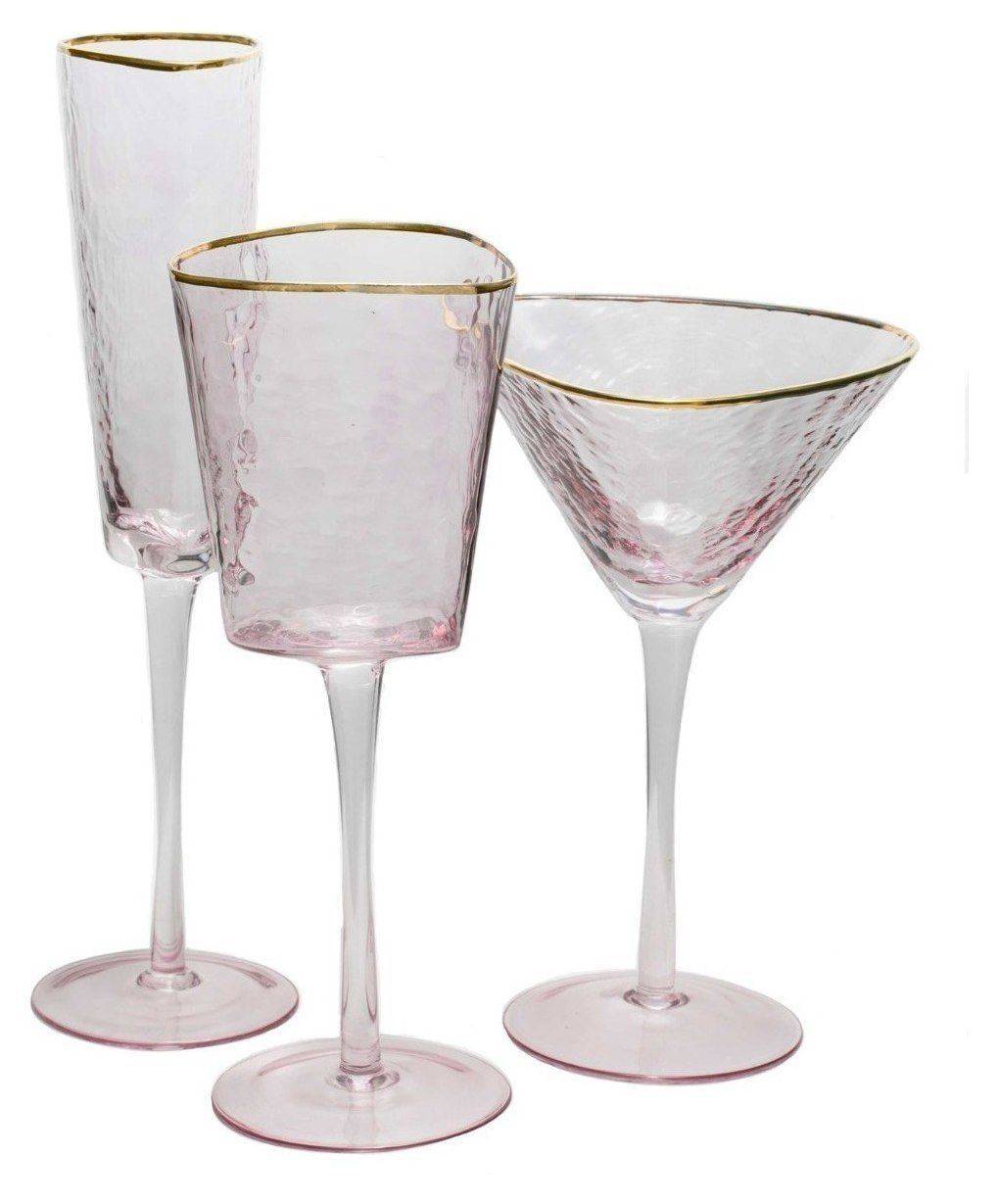 Бокал розовый ЭВАНС - набор из 3 с флюте